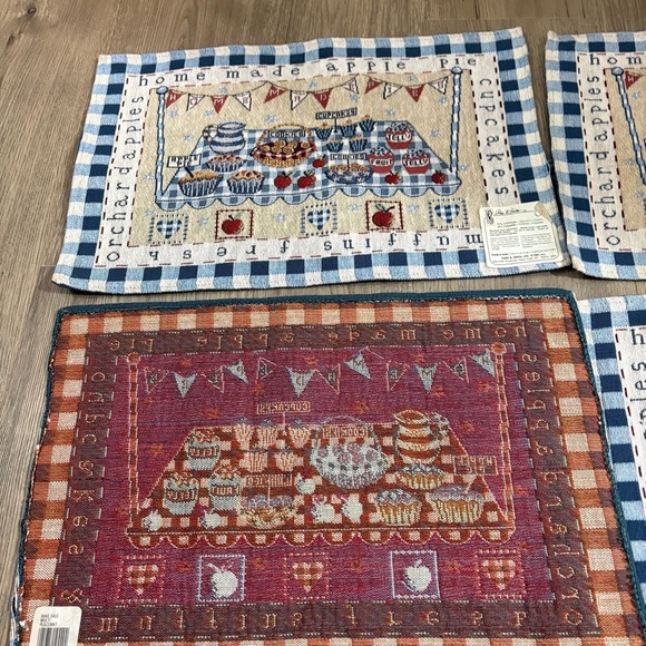 Set Of 4 Bake Sale Tapestry Placemat 12x18 Needlepoint Cottagecore Grannycore - Picture 10 of 11